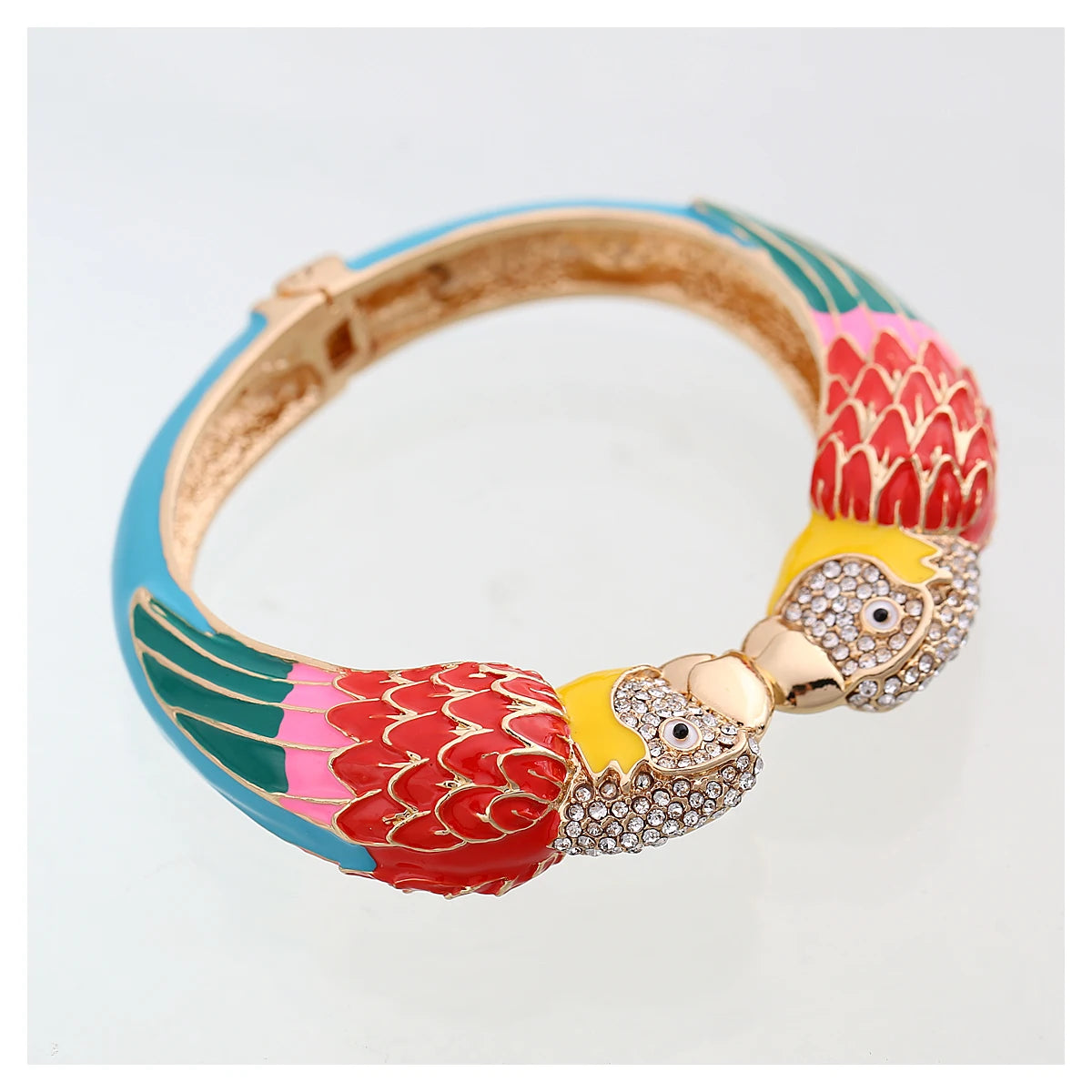 Statement Double Macaw Enamel Cuff Bracelet for Women