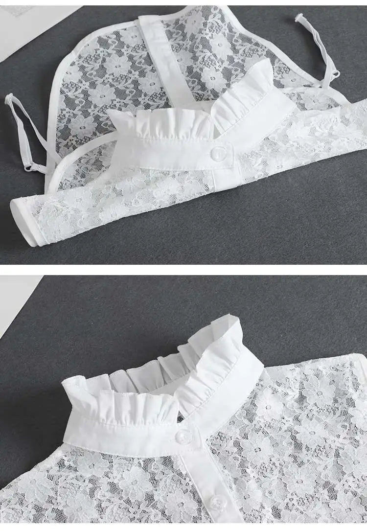 White Fake Collar Shirt Women Shawl Detachable Shirt Collar Lace False Collar Lapel Blouse Women Clothes Accessories Faux Col