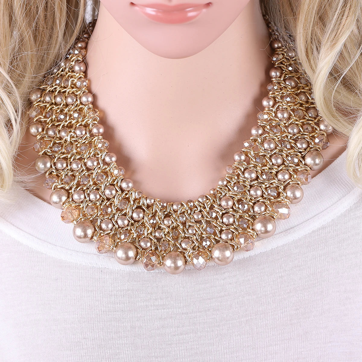 Bohemian Crystal Beaded Statement Necklace for Women