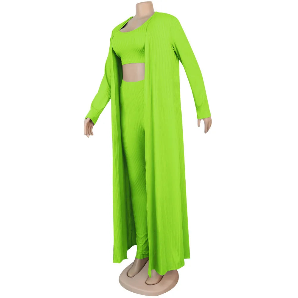 Slim Knit Three Piece Summer Lounge Outfit Set for Women