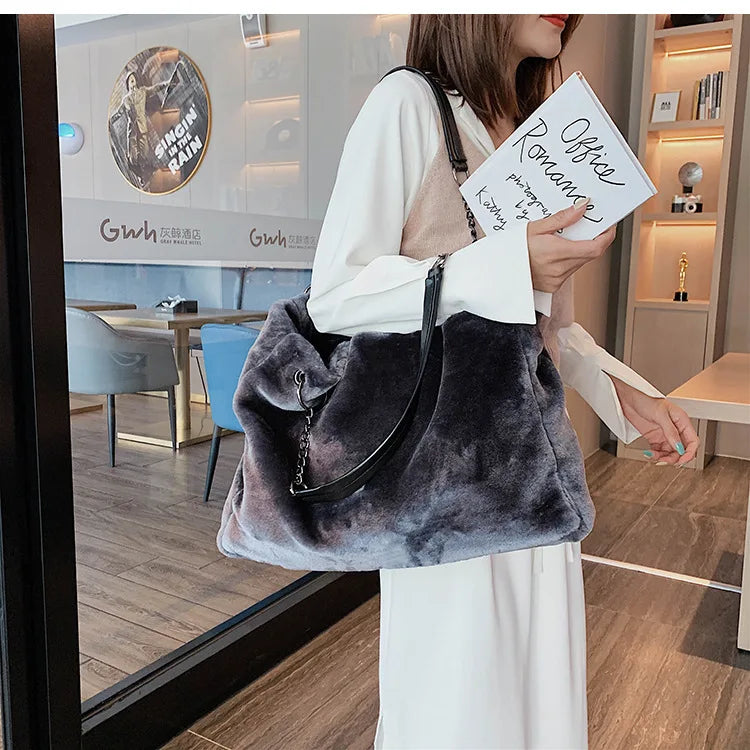 Soft Plush Large Capacity Luxury Shoulder Bag for Women