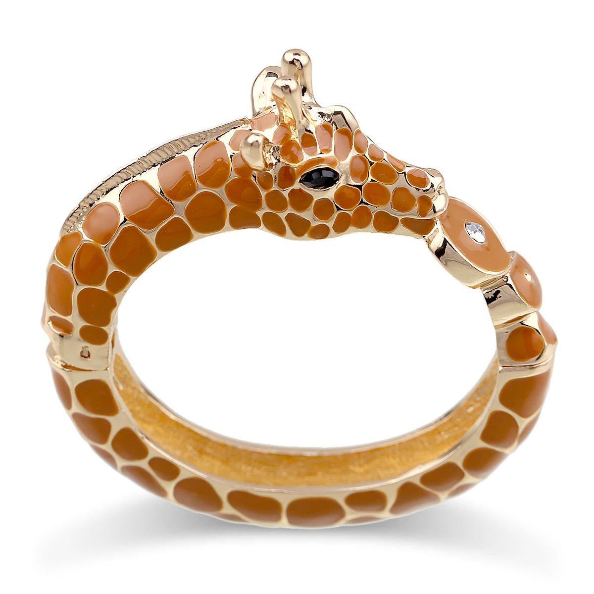 Gold Plated Zebra Enamel Statement Cuff Bracelet for Women