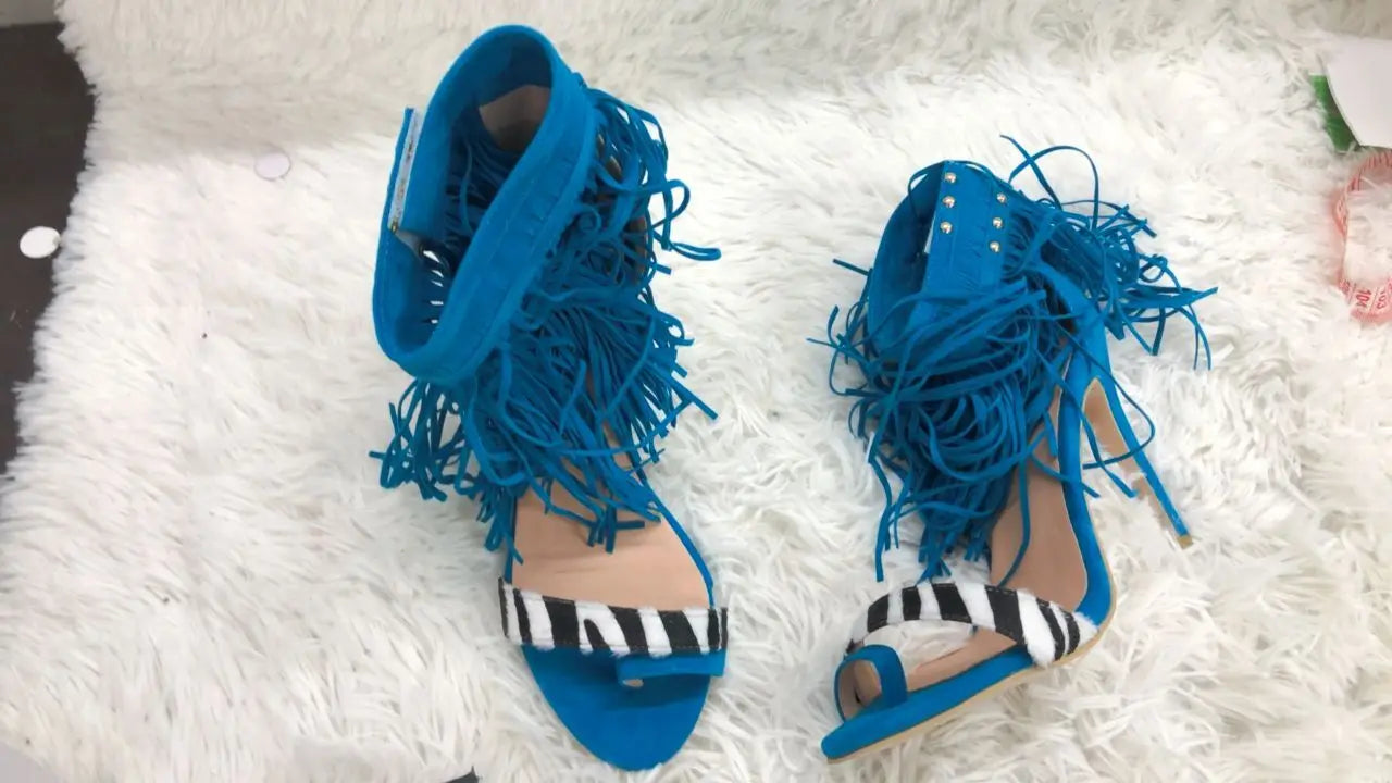 Elegant High Heel Fringe Gladiator Sandals for Women