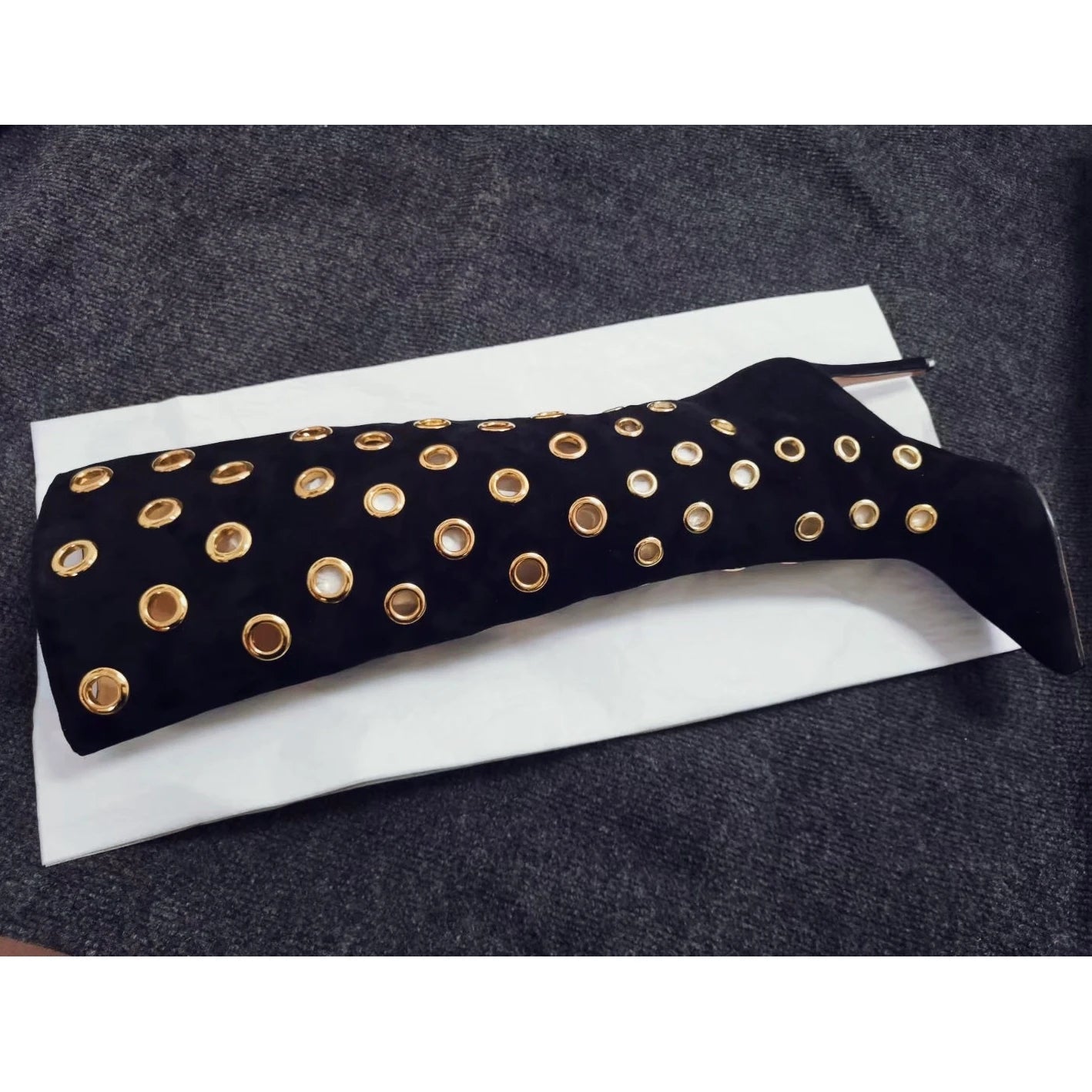 Suede Knee High with Metal Hollow Detailing Boots for Women