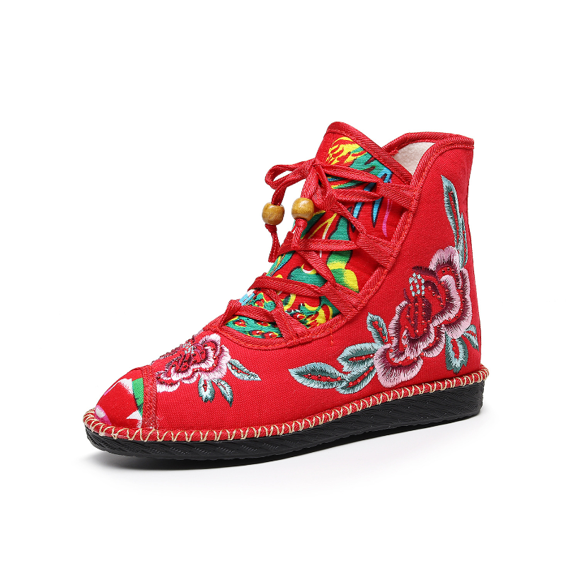Vintage Floral Canvas Wedge Boot