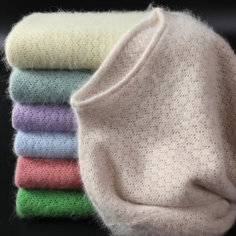 Hollow Knit Cashmere Long Sleeve Sweater for Women
