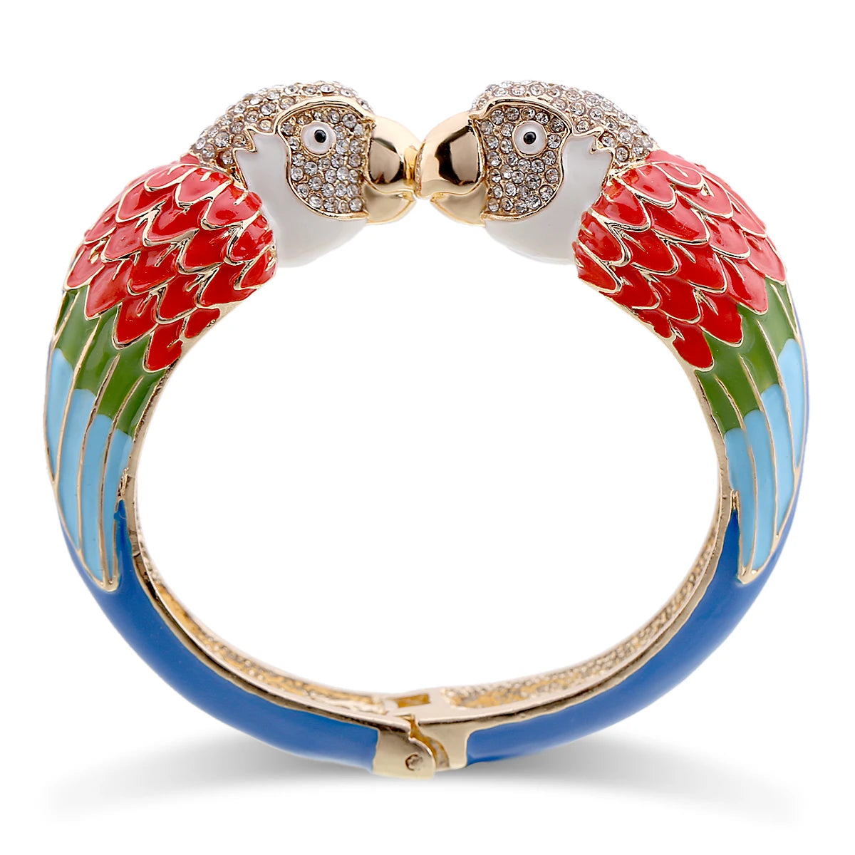 Statement Double Macaw Enamel Cuff Bracelet for Women