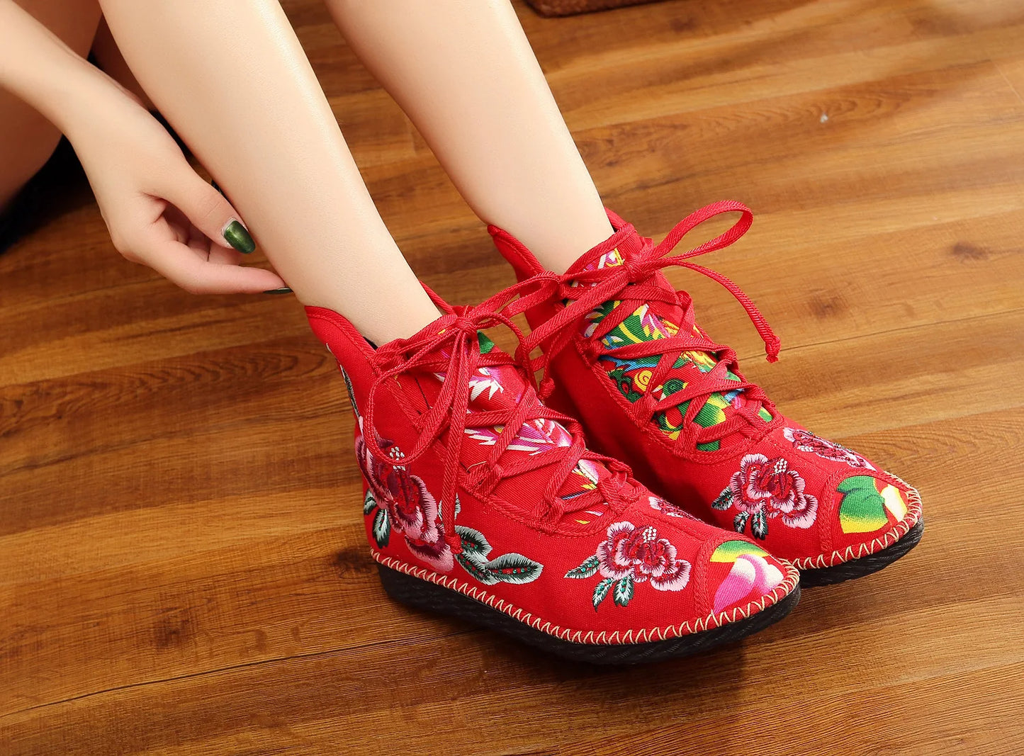 Vintage Floral Canvas Wedge Boot