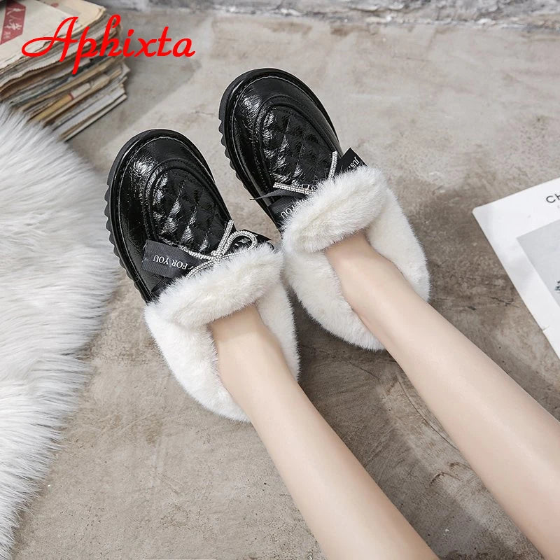 Waterproof Silver Bling Warm Plush Snow Boots for Women