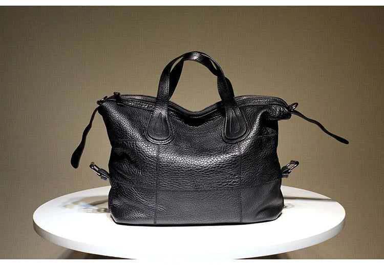 Patchwork Genuine Leather Crossbody Bag for Women