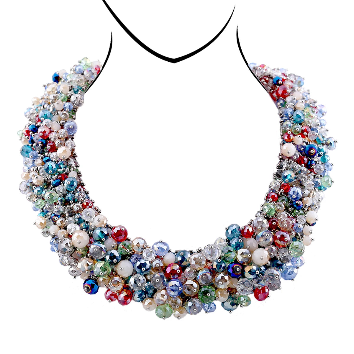 Double Layer Turquoise Bead Statement Necklace for Women