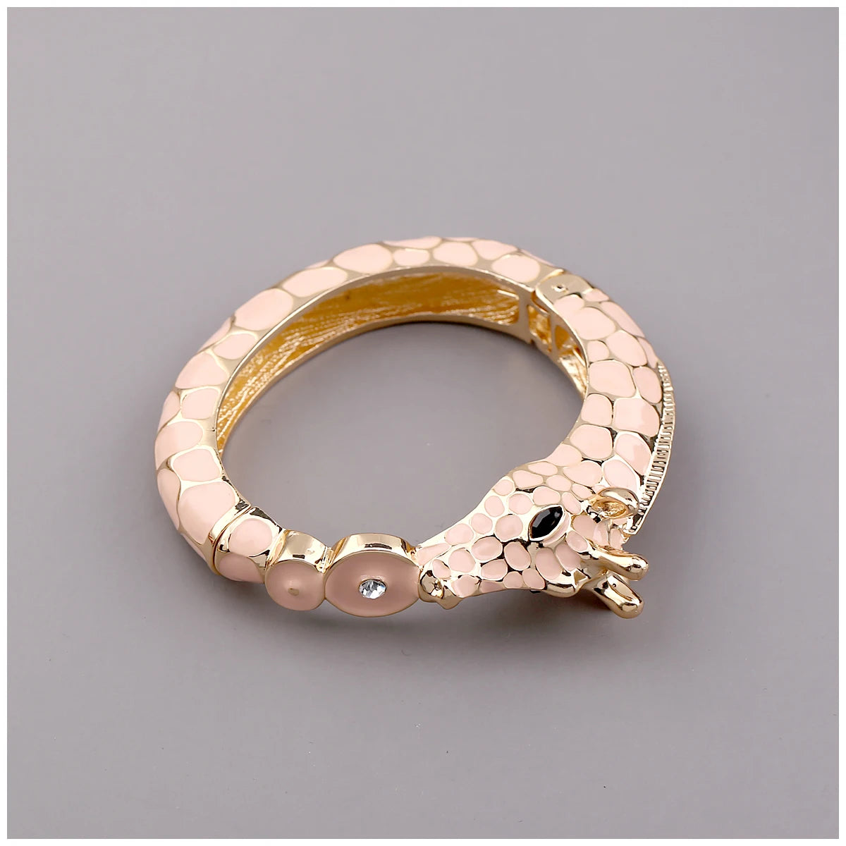 Gold Plated Zebra Enamel Statement Cuff Bracelet for Women