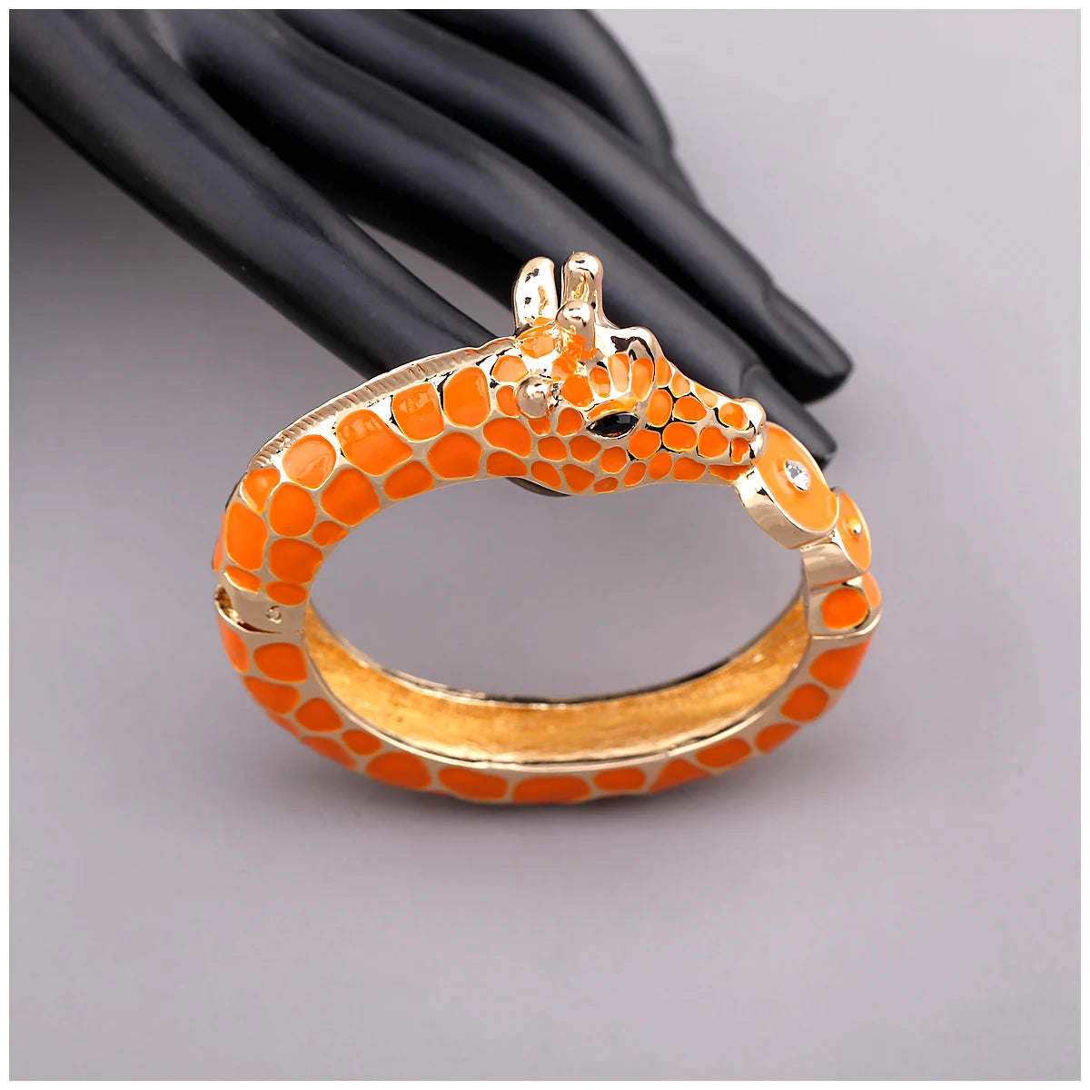 Gold Plated Zebra Enamel Statement Cuff Bracelet for Women