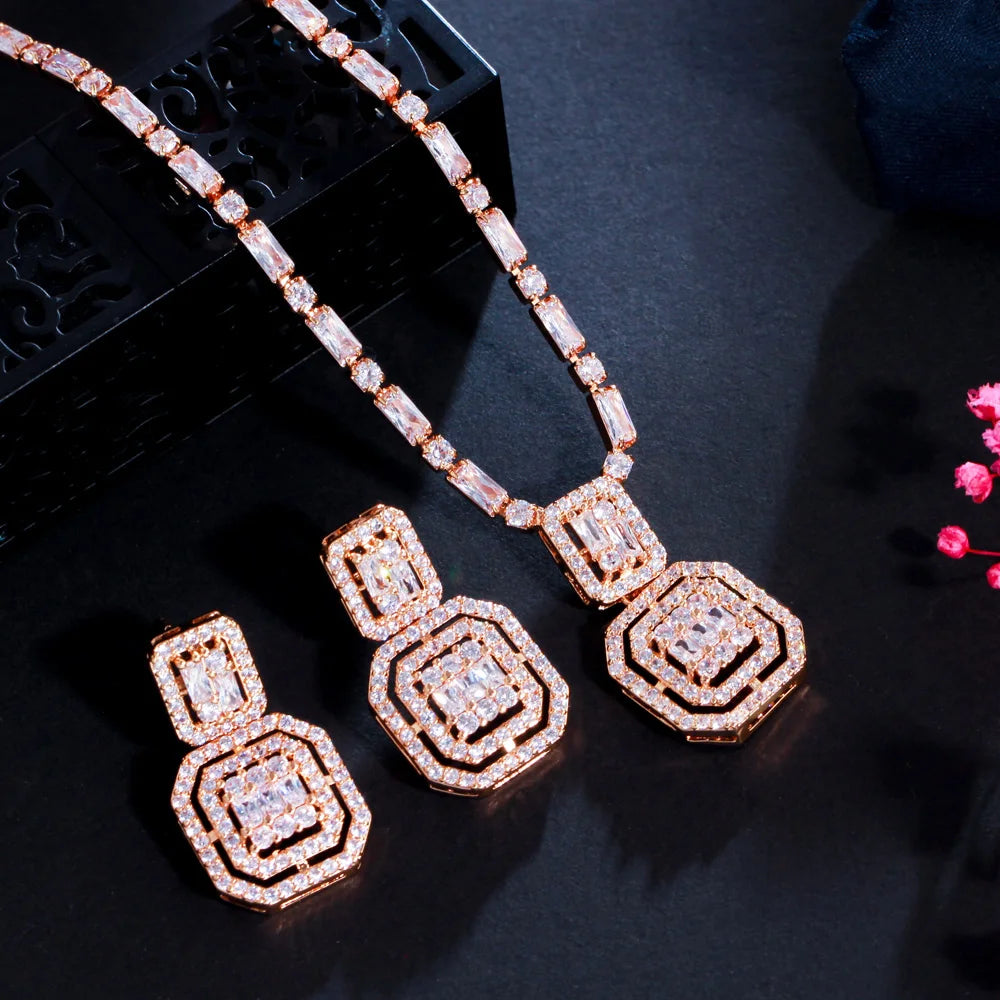 Baguette Cubic Zirconia Necklace Set