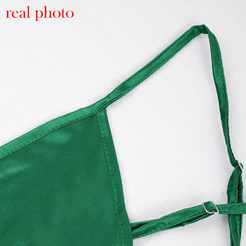 Cryptographic Satin Sexy Backless Sleeveless Party Night Club Wrap Mini Dresses Spaghetti Straps Elegant Dress Solid Vestidos