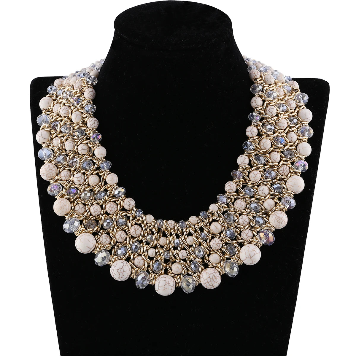 Bohemian Crystal Beaded Statement Necklace for Women