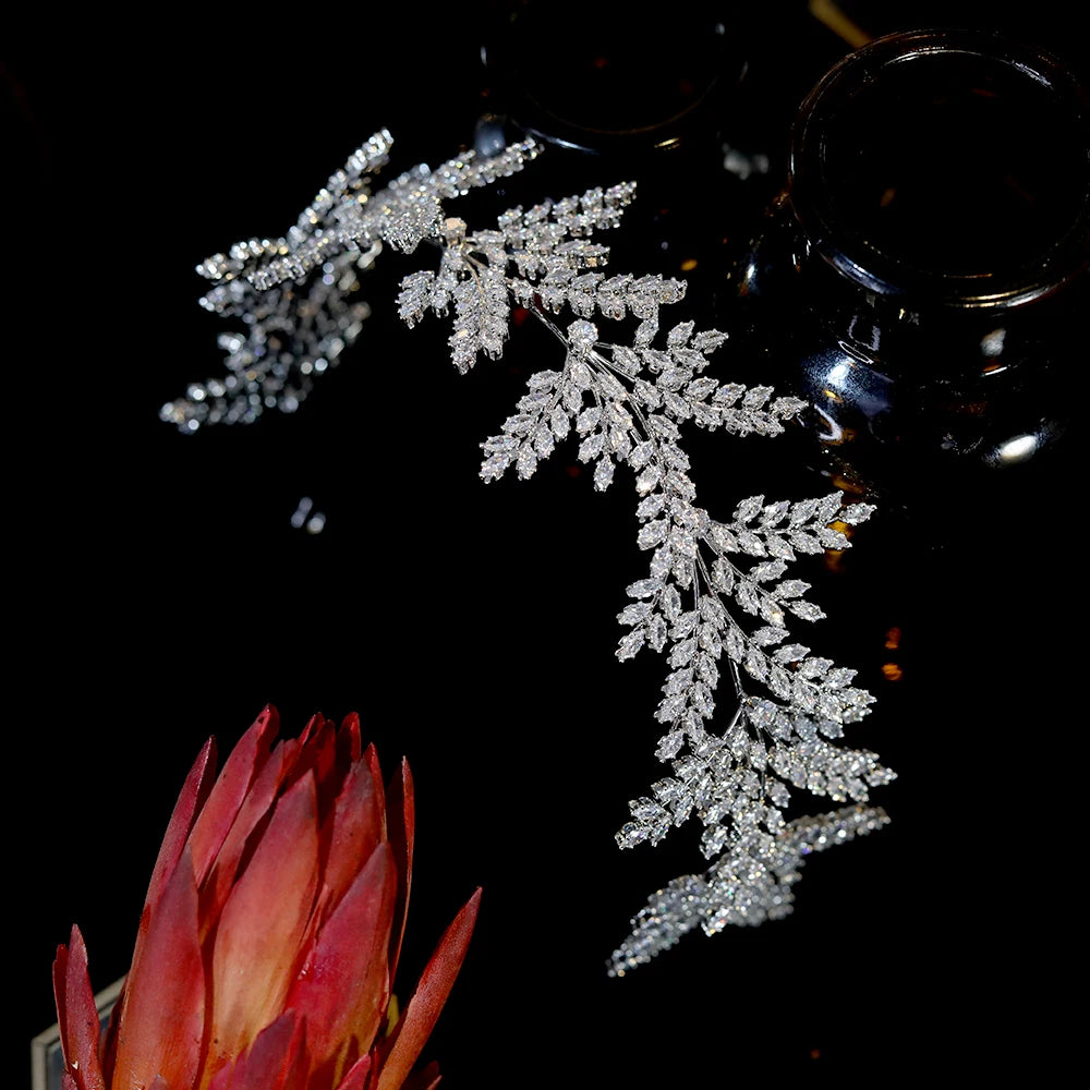Sophisticated Crystal Leaf Wedding Headband for Women