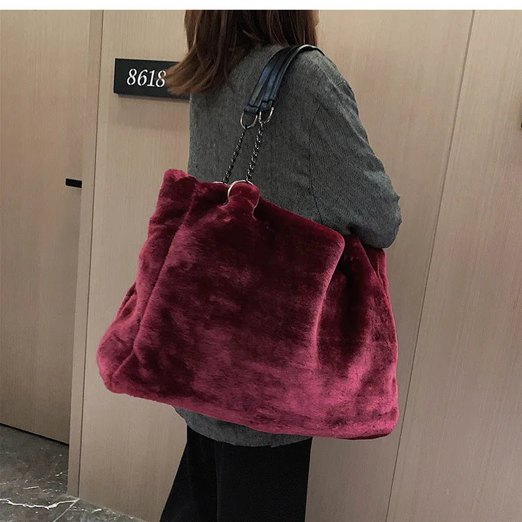 Soft Plush Large Capacity Luxury Shoulder Bag for Women