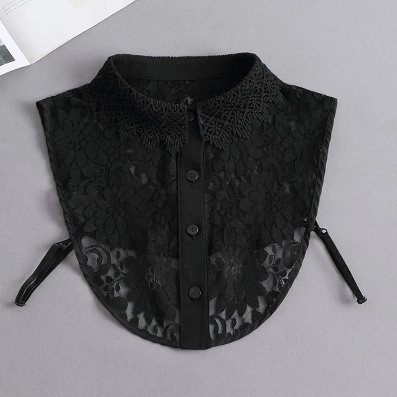 White Fake Collar Shirt Women Shawl Detachable Shirt Collar Lace False Collar Lapel Blouse Women Clothes Accessories Faux Col