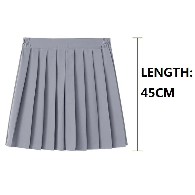 Preppy Black XS - 5XL Pleated Mini Skirt Short Women Summer Autumn Uniform High Waisted Skirts Knee Length Saia Feminina