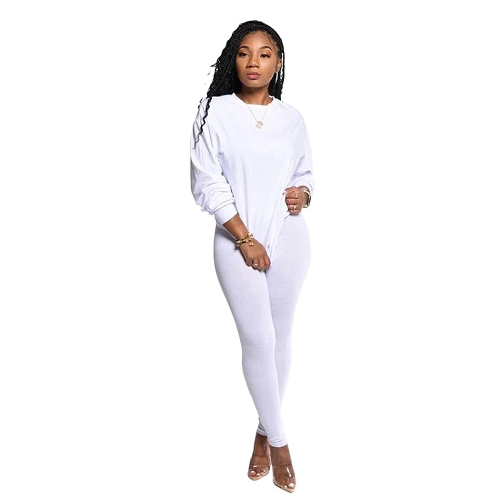 Casual Knit Sweater Top and Pencil Pants Set for Women