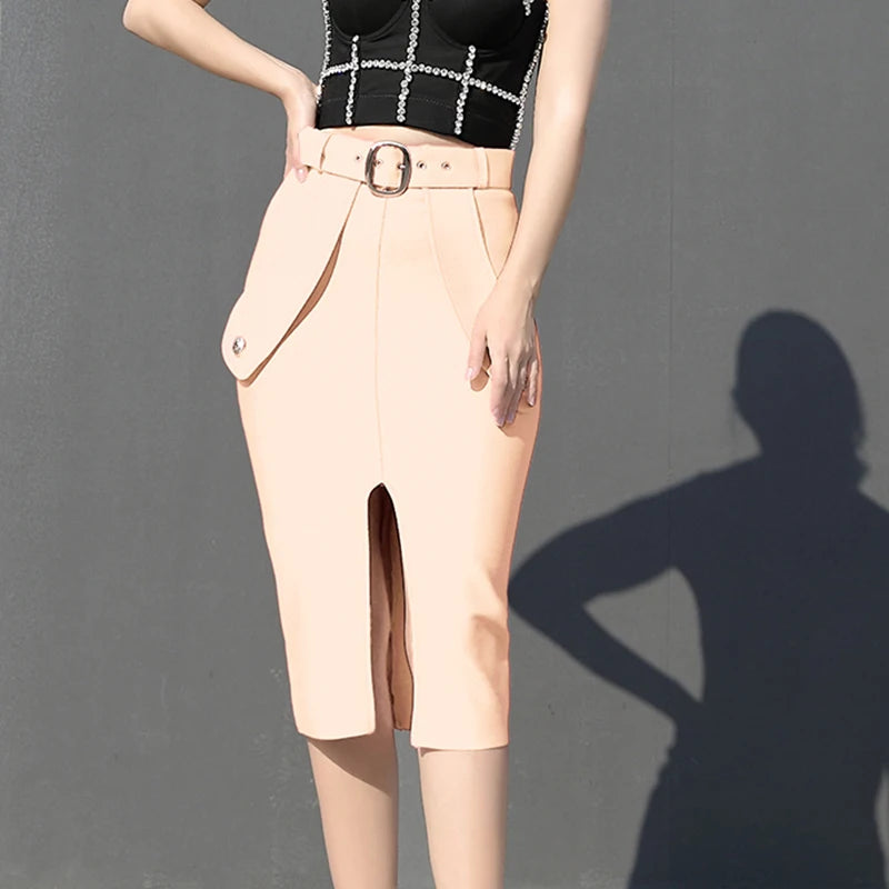 High Waist Lace Up Bandage Skirt