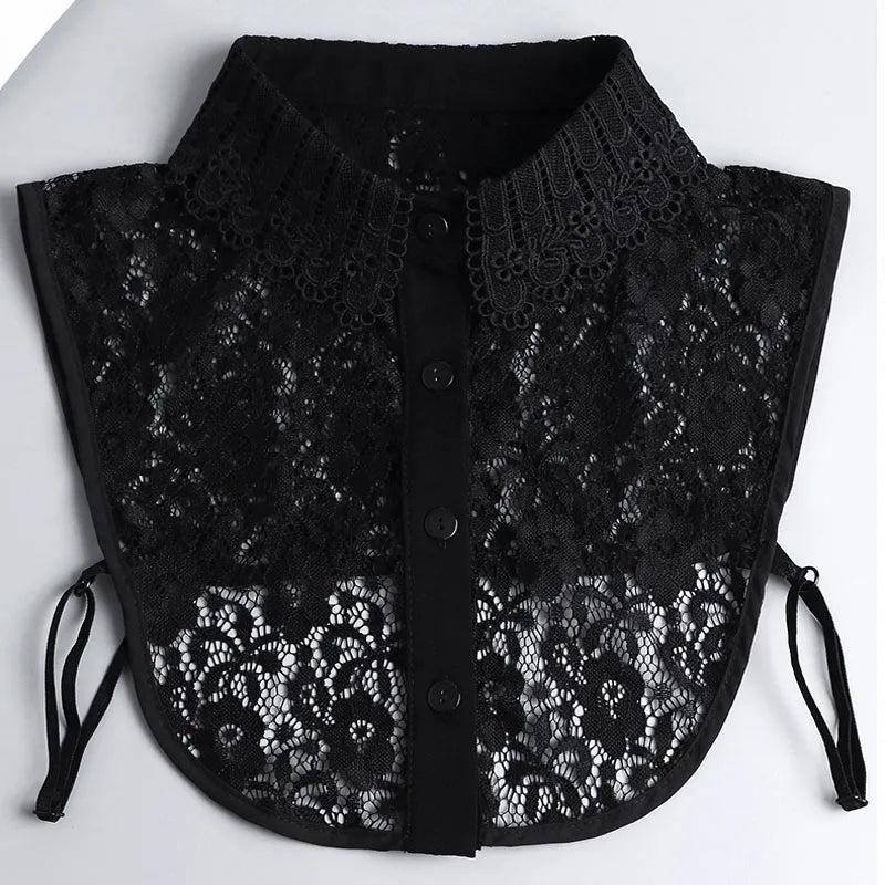 White Fake Collar Shirt Women Shawl Detachable Shirt Collar Lace False Collar Lapel Blouse Women Clothes Accessories Faux Col