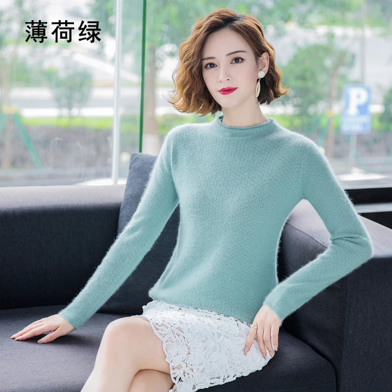 Hollow Knit Cashmere Long Sleeve Sweater for Women