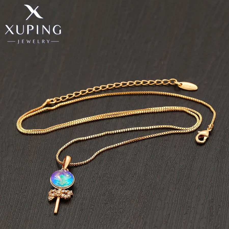 Gold Tone Crystal Pendant Necklace