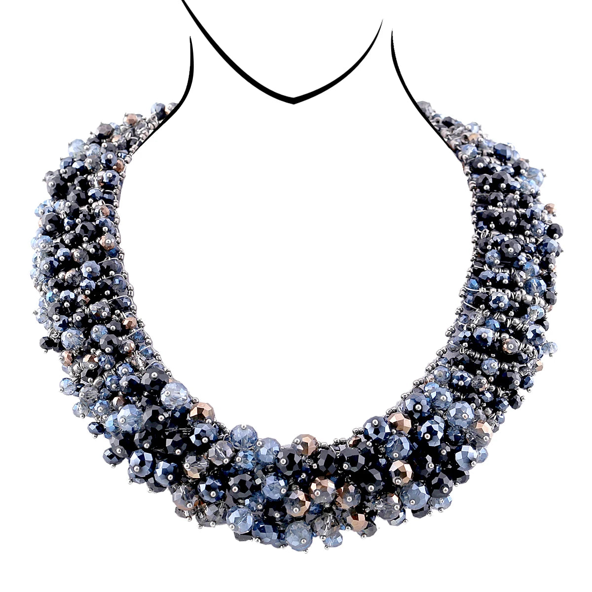 Double Layer Turquoise Bead Statement Necklace for Women