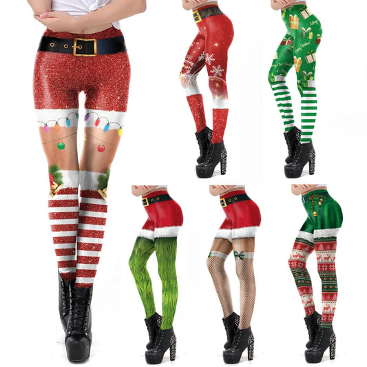 High Waist Christmas Print Leggings