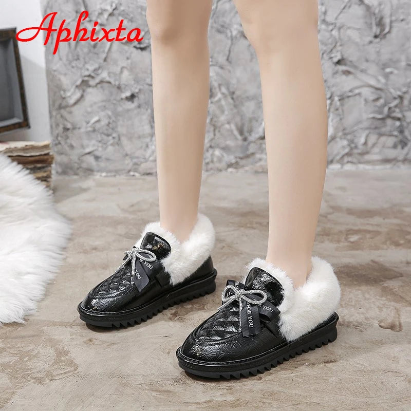 Waterproof Silver Bling Warm Plush Snow Boots for Women