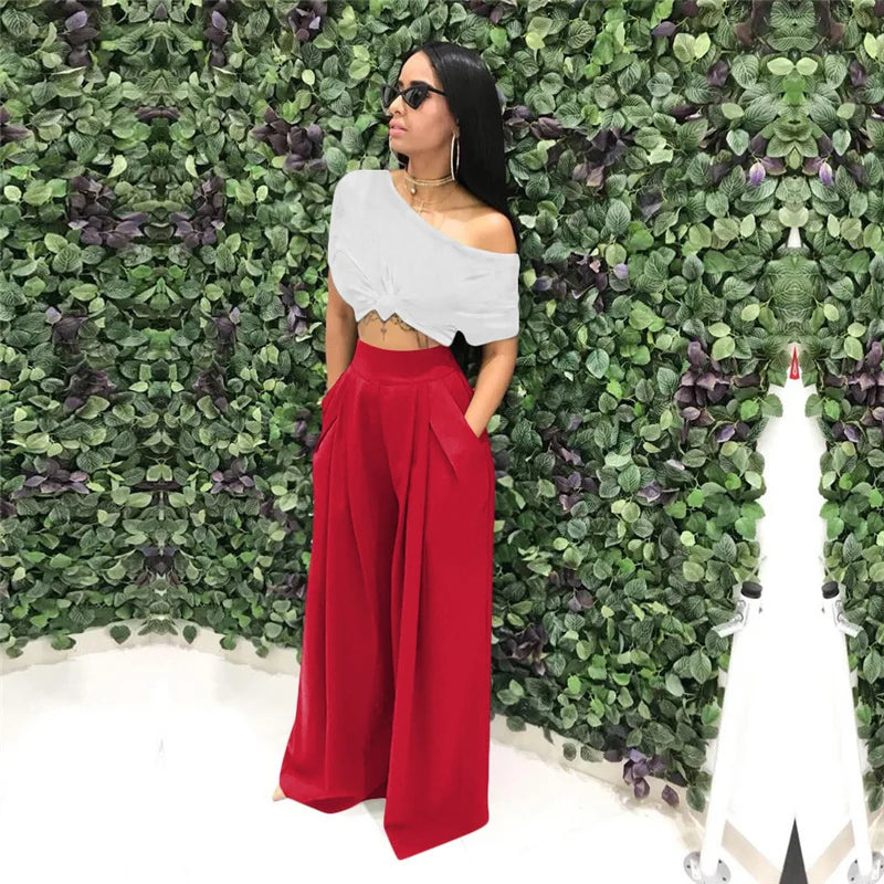 Pleated Front Palazzo Pants