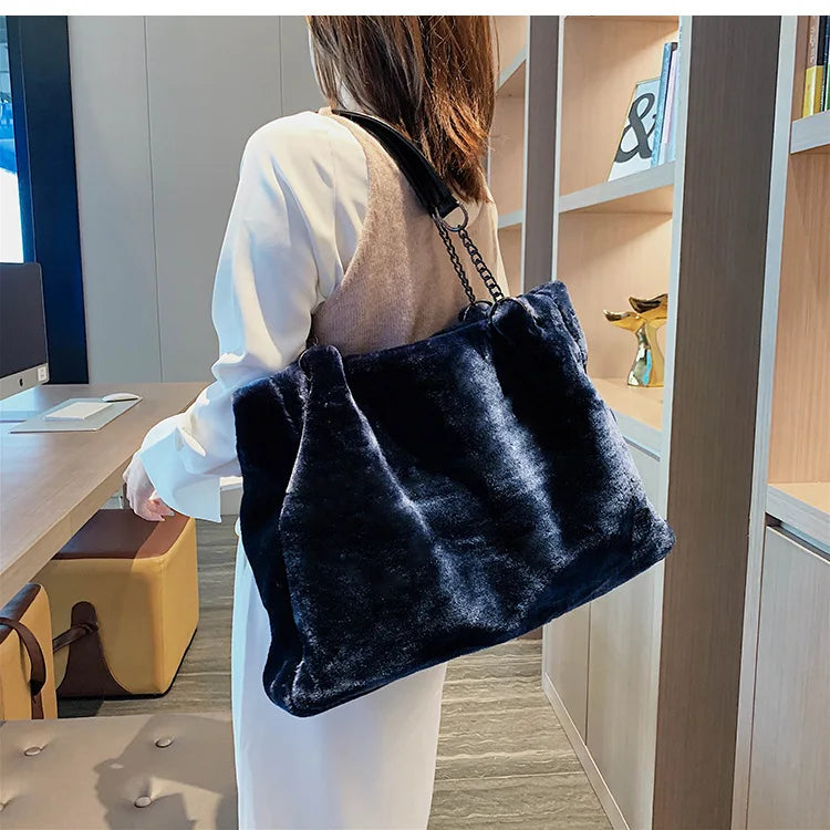 Soft Plush Large Capacity Luxury Shoulder Bag for Women