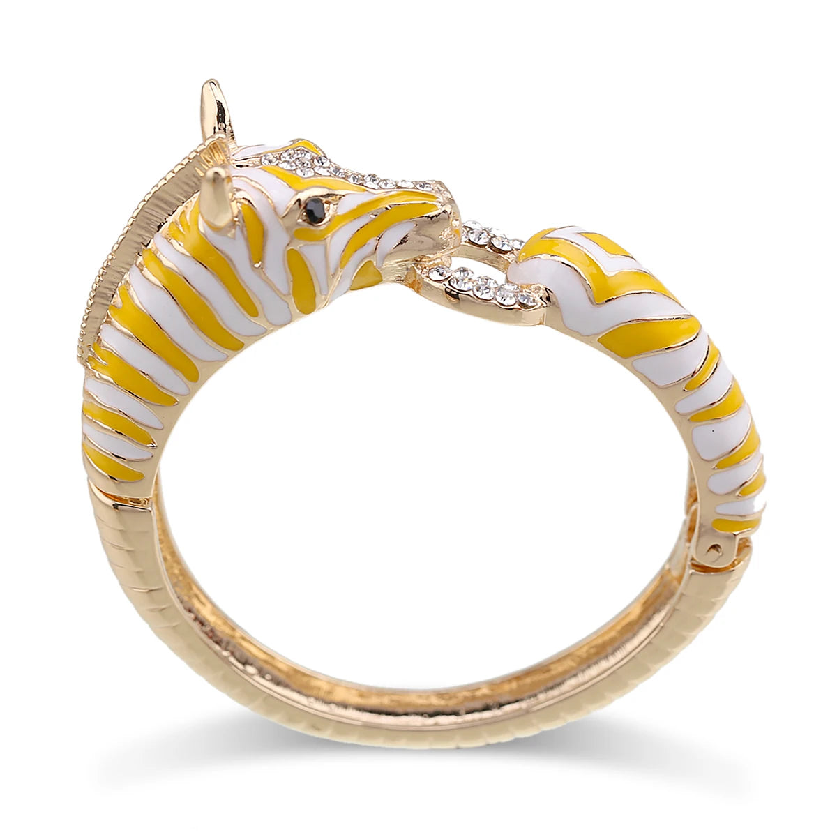 Gold Plated Crystal Zebra Style Cuff Bracelet for Women