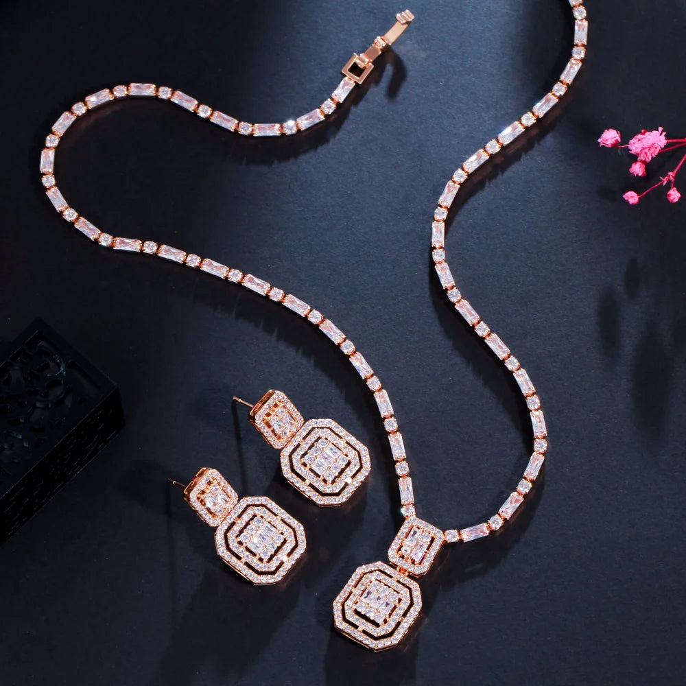 Baguette Cubic Zirconia Necklace Set
