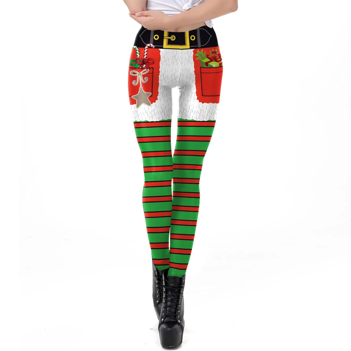 Warm Cozy Festive Christmas Knit Leggings for Women