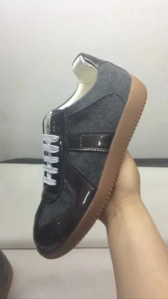 Elegant High Quality Red Leather Lace Up Low Top Running Shoes For Men