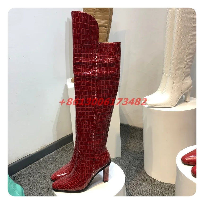 Fashion Winter Chunky Heel Over The Knee Boots For Women