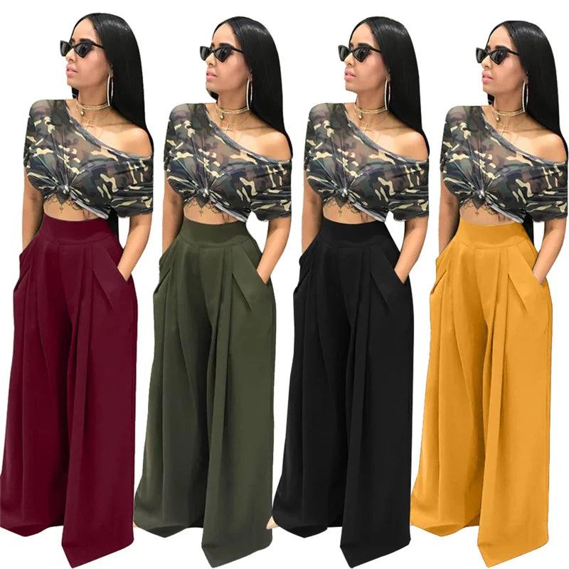 Pleated Front Palazzo Pants
