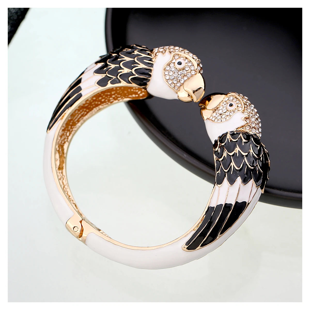 Statement Double Macaw Enamel Cuff Bracelet for Women