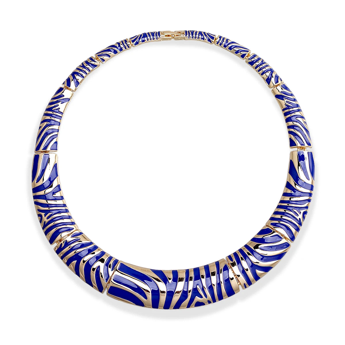 Gold Plated Zebra Stripe Enamel Collar Necklace for Women