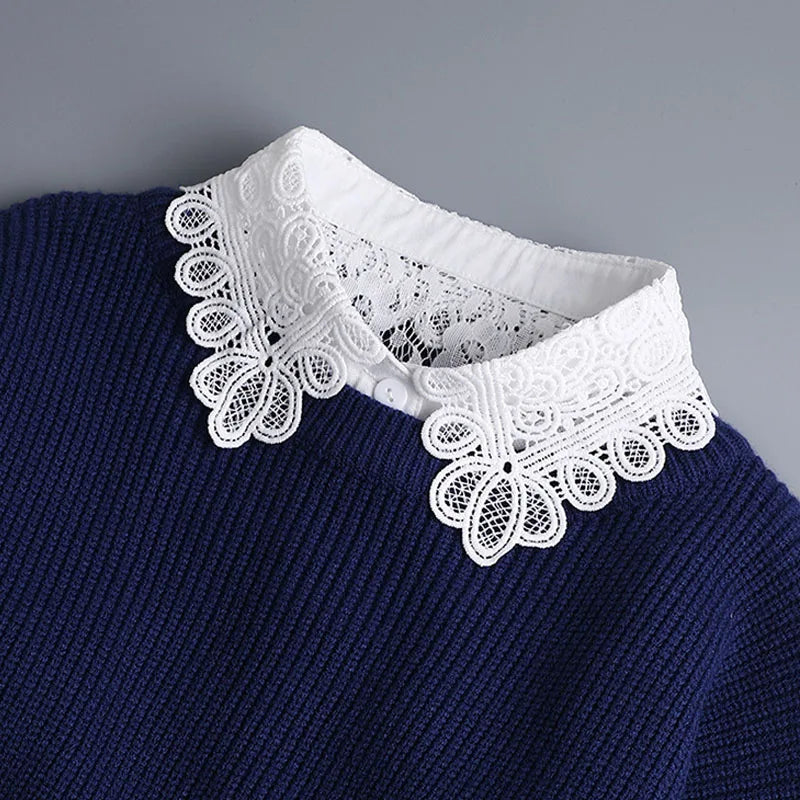 White Fake Collar Shirt Women Shawl Detachable Shirt Collar Lace False Collar Lapel Blouse Women Clothes Accessories Faux Col