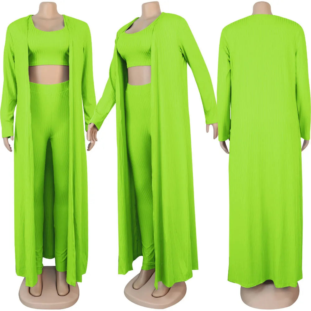 Slim Knit Three Piece Summer Lounge Outfit Set for Women