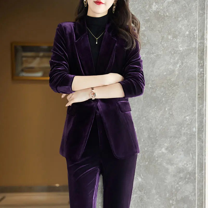 Purple Velvet Two-Piece Suit