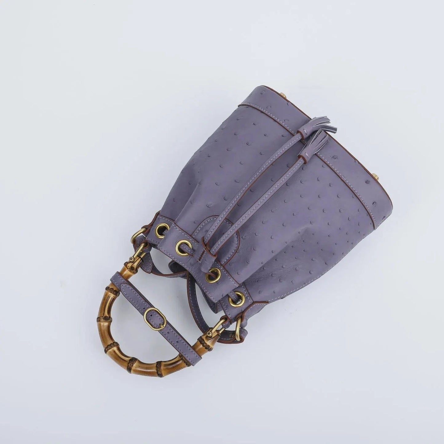 2025 New Ostrich Leather Women's Top-handle Bags Fashion Genuine Leather Lady Bucket Bag Luxury Shoulder Crossbody Bag