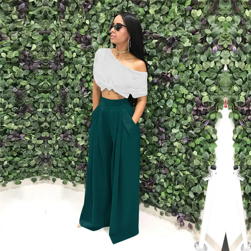 Pleated Front Palazzo Pants