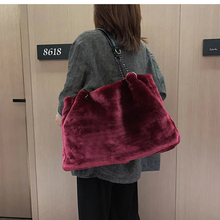 Soft Plush Large Capacity Luxury Shoulder Bag for Women