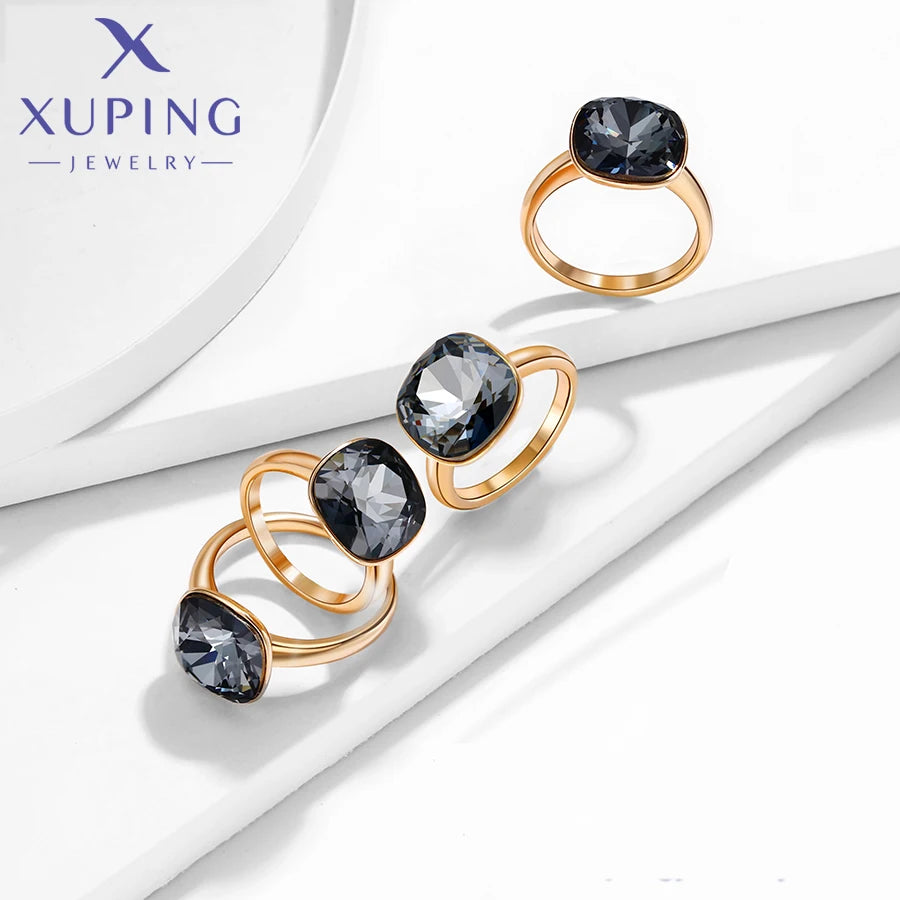 Gold Plated Teardrop Crystal Ring
