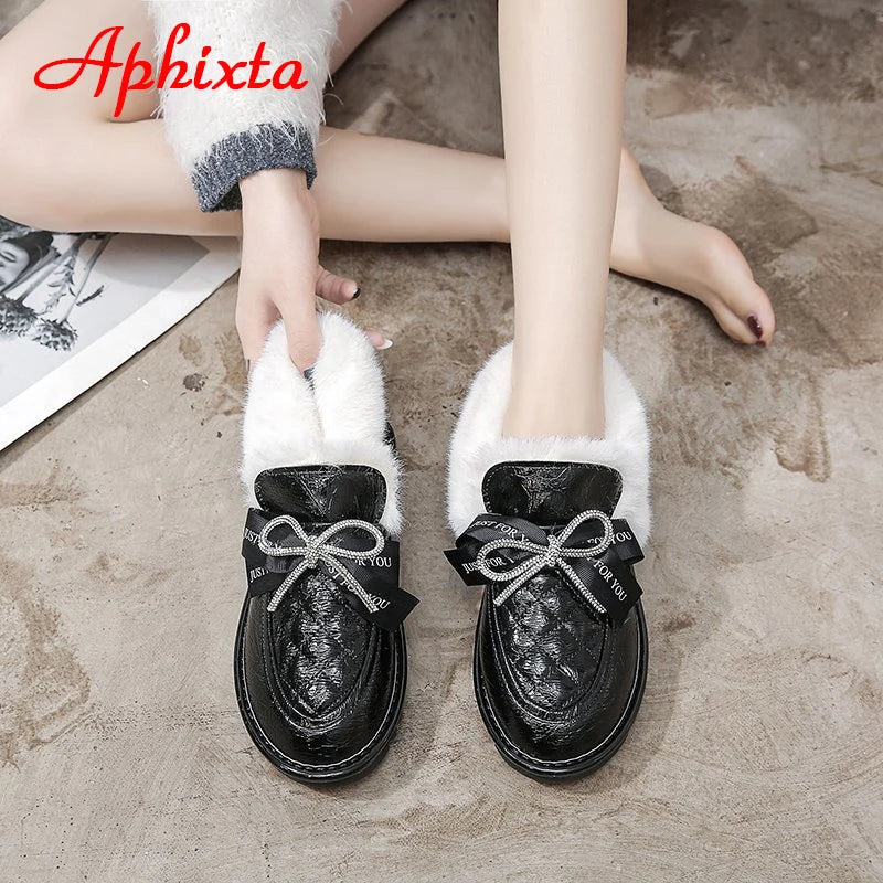 Waterproof Silver Bling Warm Plush Snow Boots for Women